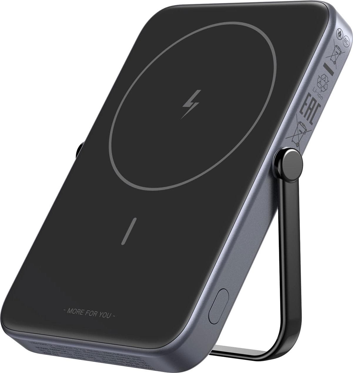Преносима външна батерия с USB-C порт и безжично зареждане с MagSafe - Ugreen Uno PB571 Magnetic Wireless Power Bank 5000 mAh 20W (тъмносив)