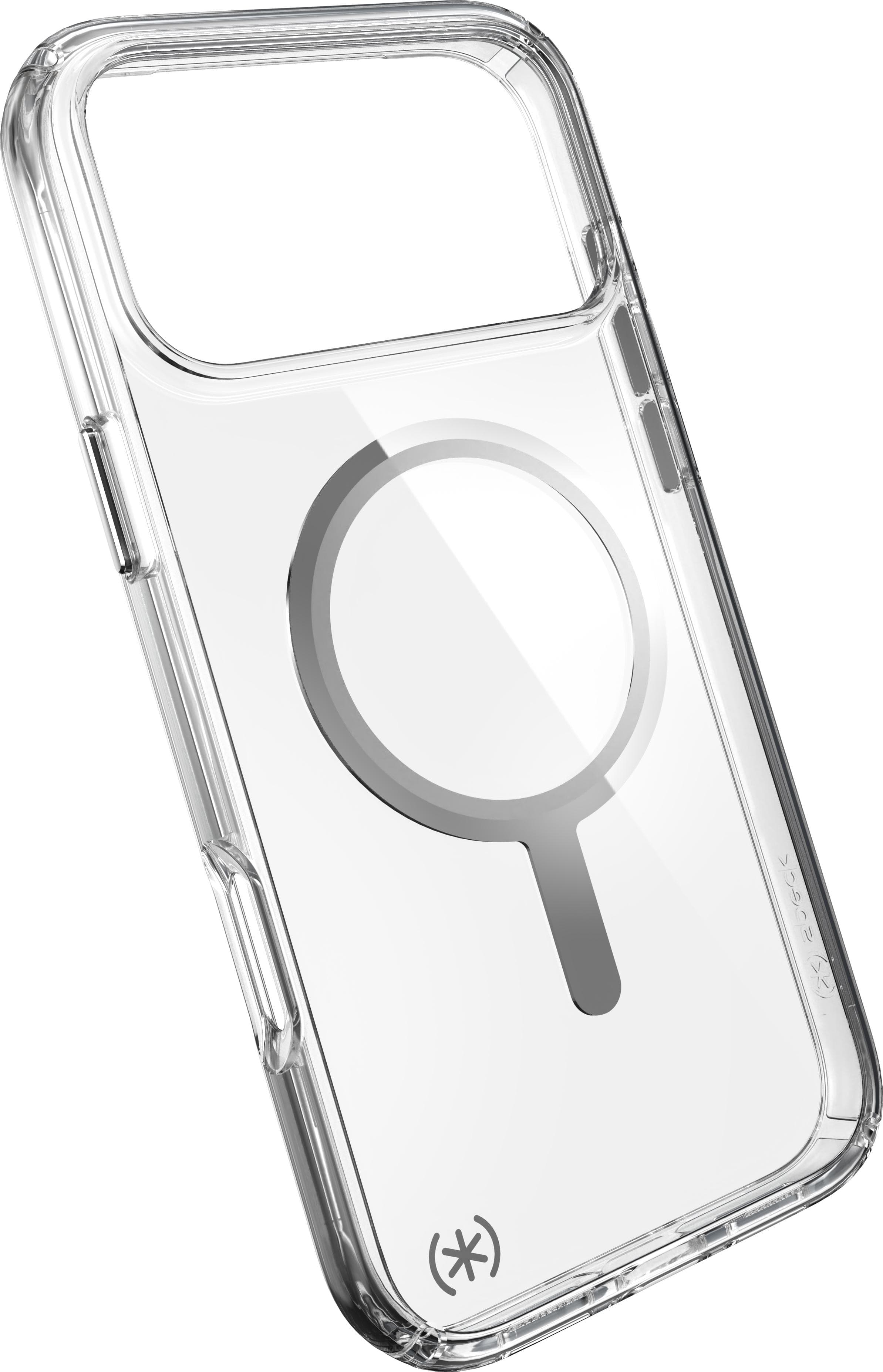 Удароустойчив хибриден кейс с Magsafe за iPhone 17 Pro Max - Speck Presidio Perfect Clear MagSafe Case (прозрачен-сребрист)
