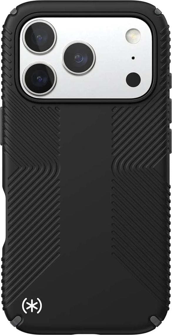 Удароустойчив хибриден кейс с Magsafe за iPhone 17 Pro - Speck Presidio 2 Grip MagSafe Case (черен-сив)