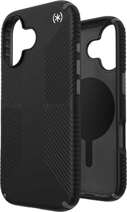 Удароустойчив хибриден кейс с Magsafe за iPhone 17 - Speck Presidio 2 Grip MagSafe Case (черен-сив)