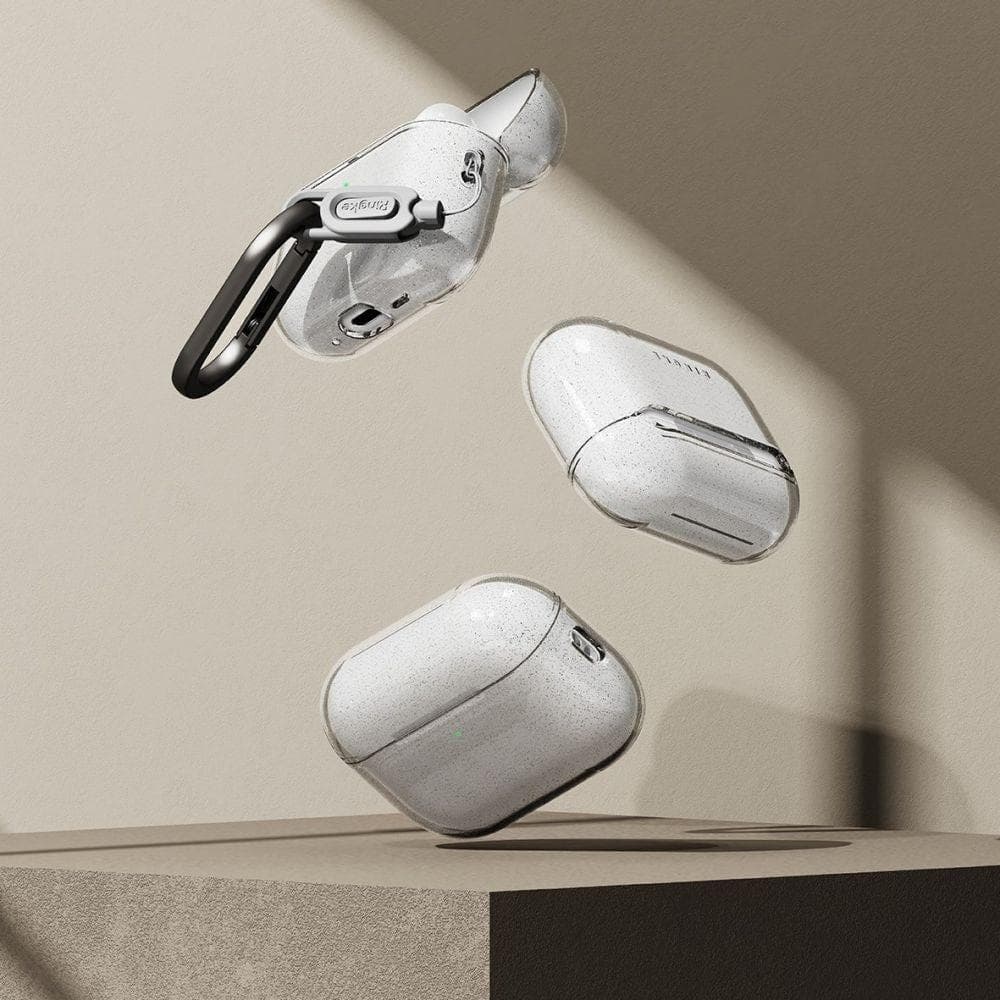 Твърд поликарбонатов кейс за Apple AirPods Pro 3 - Ringke Protection Air Glitter Hang Case (прозрачен)