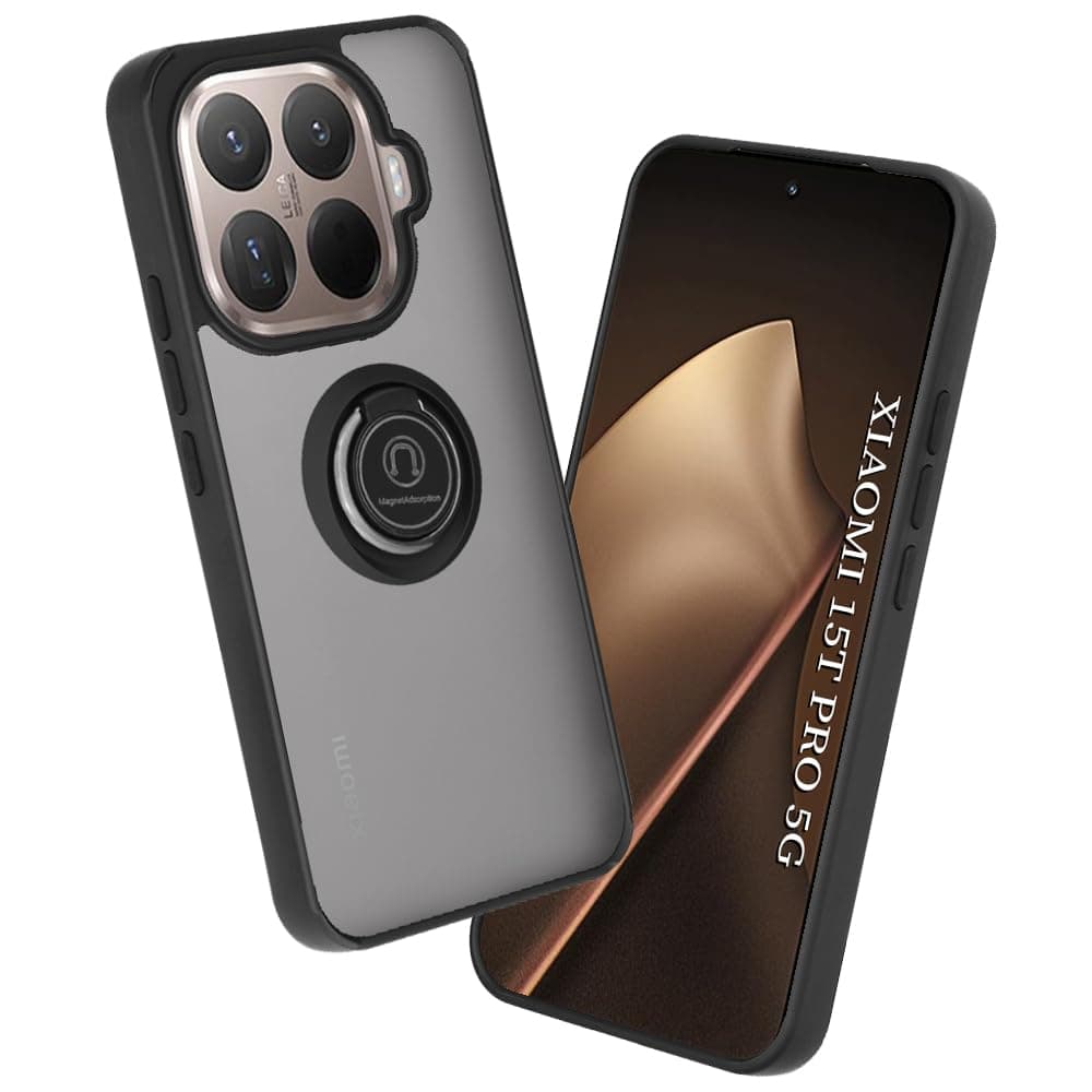 Хибриден удароустойчив кейс с пръстен против изпускане за Xiaomi 15T Pro - Techsuit Glinth Hybrid Case (черен-прозрачен)