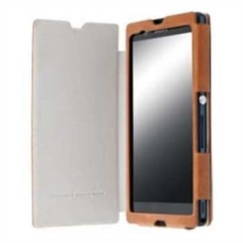Калъф от естествена кожа за Sony Xperia Z1 - Krusell Kiruna FlipCover (кафяв)