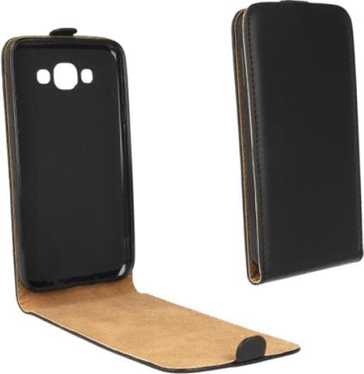 Вертикален кожен калъф за Samsung Galaxy E7 - Trendy8 Down-Flip Case (черен)