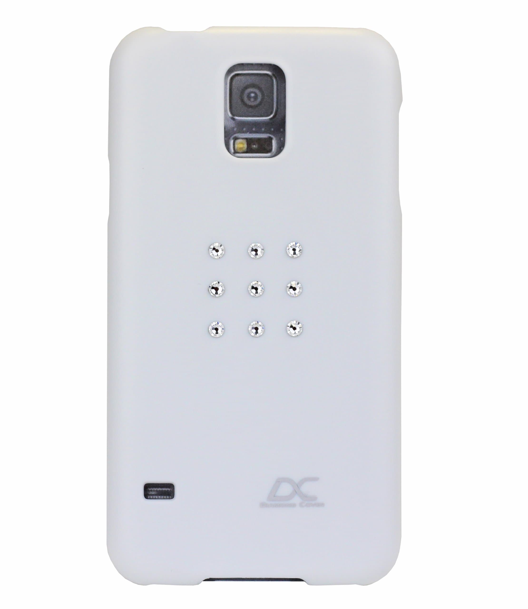 Поликарбонатов кейс за Samsung Galaxy S5, Samsung Galaxy S5 Neo (с кристали на Сваровски) - Diamond Cover Star Case (бял)