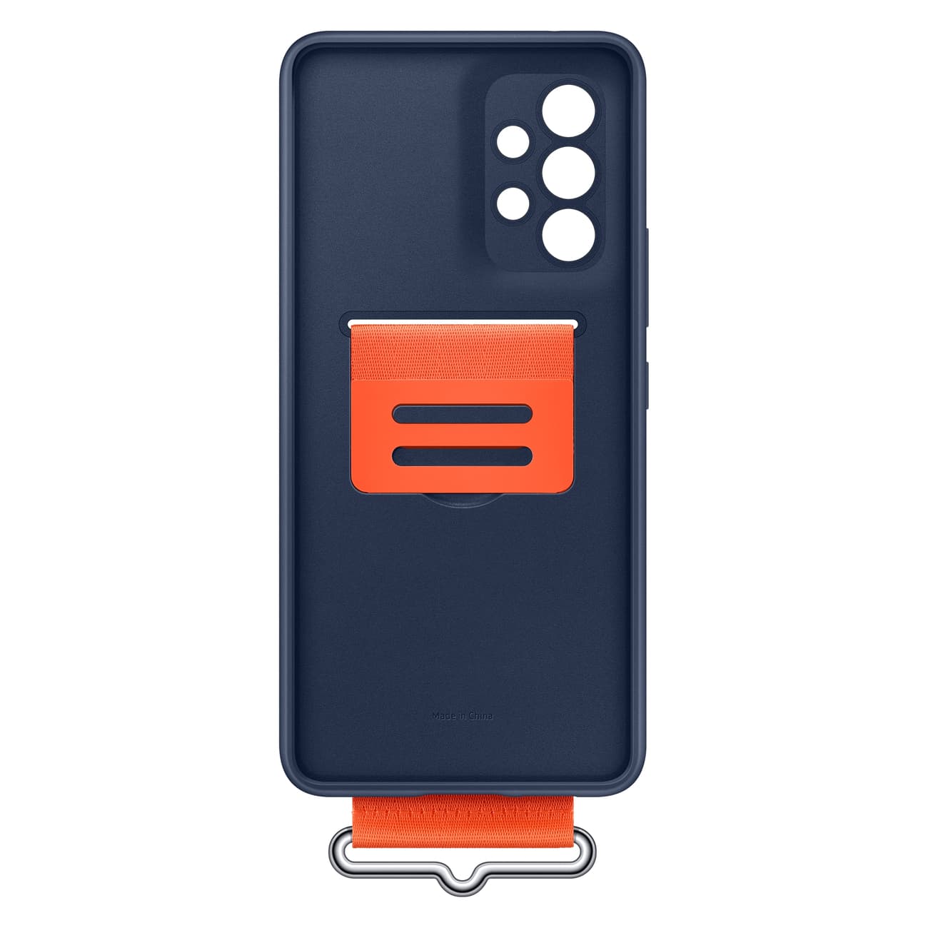 Оригинален силиконов кейс с ластик против изпускане за Samsung Galaxy A53 5G - Samsung Silicone Cover With Strap EF-GA536TNEGWW (тъмносин)