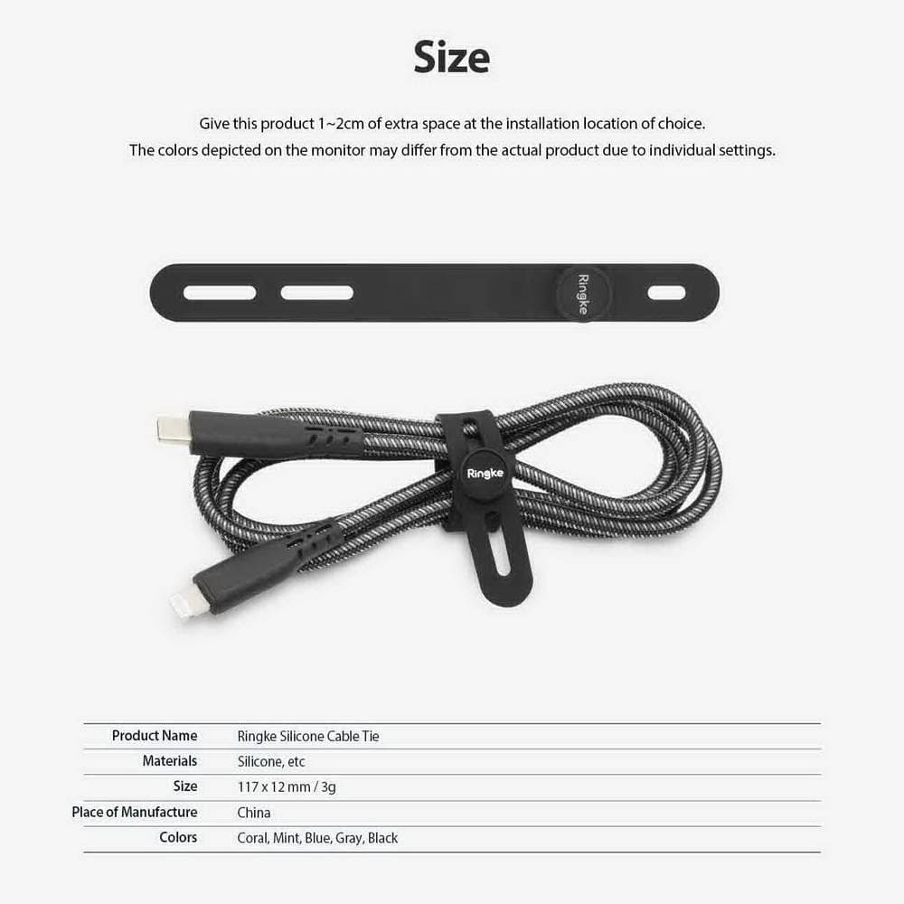 Пет броя силиконови органайзери за кабели - Ringke Set 5 x Silicone Strap Cable Organizer (в различни цветове)