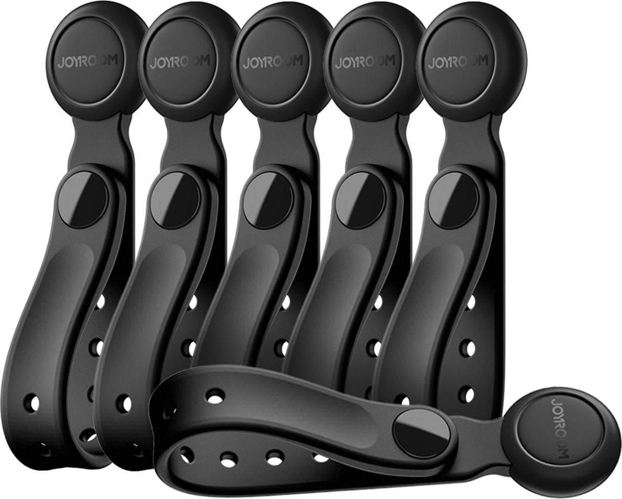 Шест броя силиконови органайзери с магнит за кабели - Joyroom Set 6 x Silicone Cable Tie with Magnet (черен)