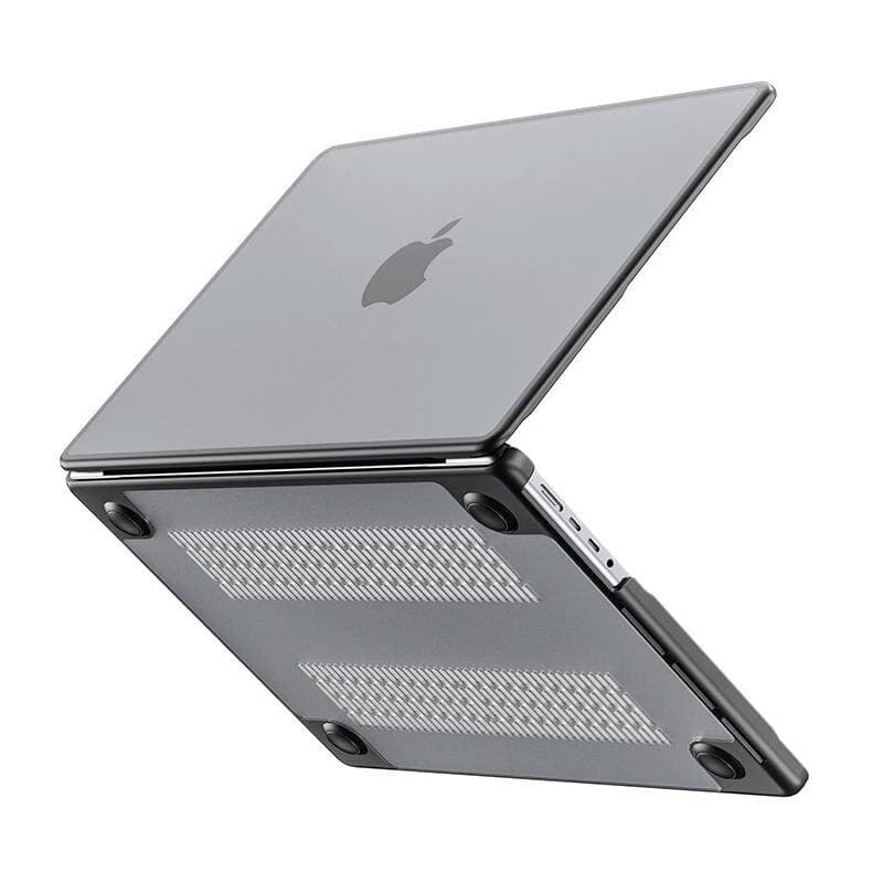 Удароустойчив хибриден кейс за Apple MacBook Pro 16 M1 (2021), MacBook Pro 16 M2 (2023) - INVZI Hardshell Hybrid Case (черен-прозрачен)