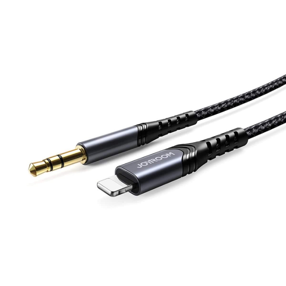 Качествен аудио кабел от Lightning към 3.5 мм. аудио жак (100см) - Joyroom Audio Cable With Lightning Connector (черен)