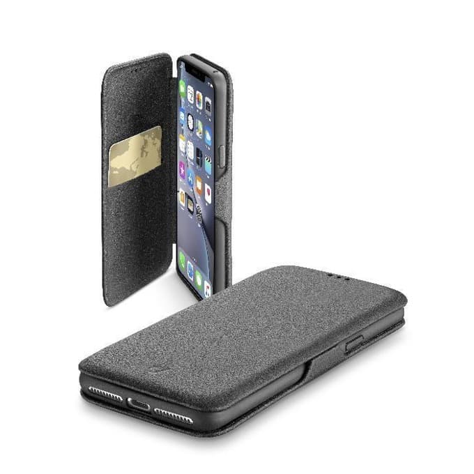 Калъф за iPhone XR, синтетична кожа, Cellularline Book Clutch, черен