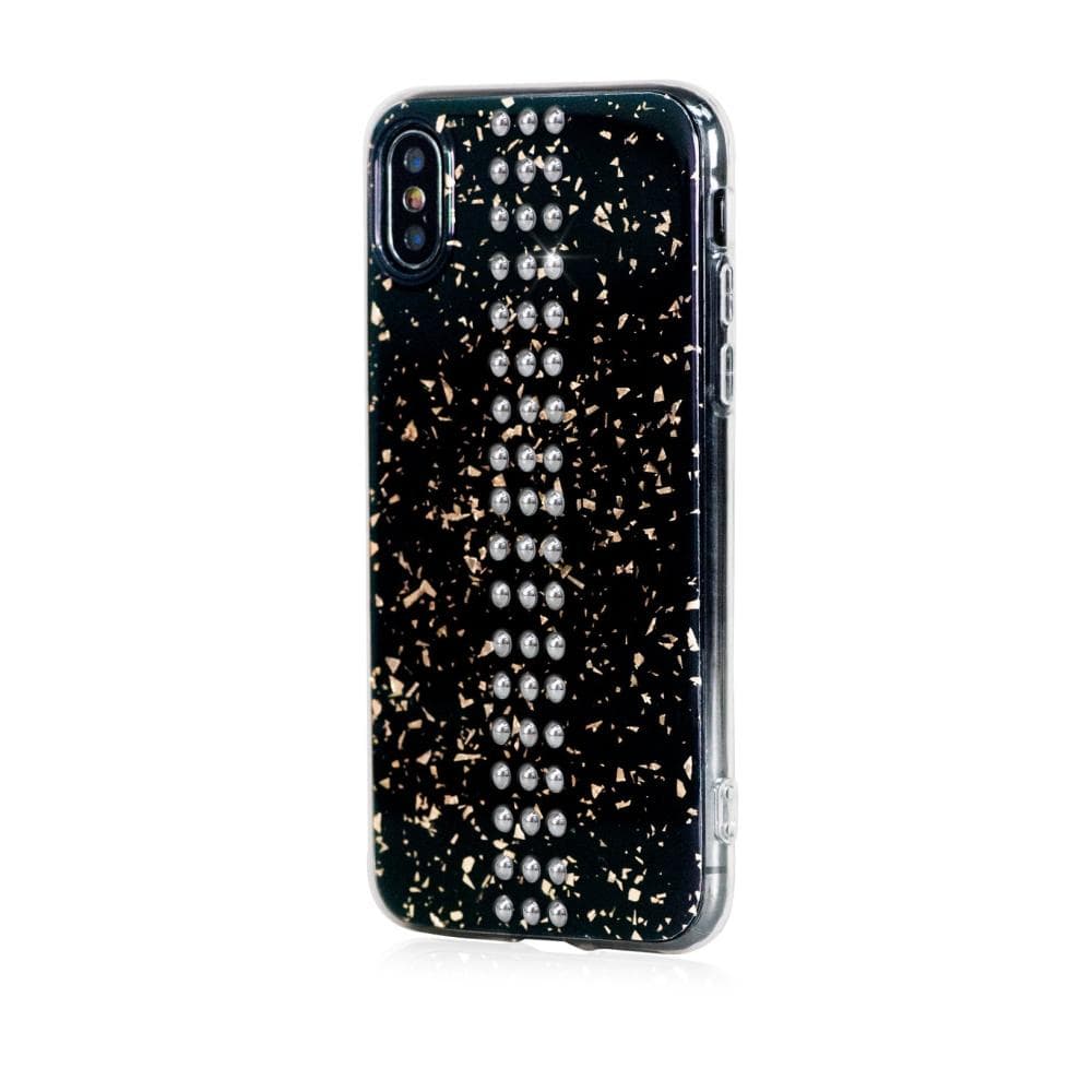 Силиконов (TPU) калъф с кристали Сваровски за iPhone XS, iPhone X - Bling My Thing Stripe TPU Chrom Swarovski (черен)