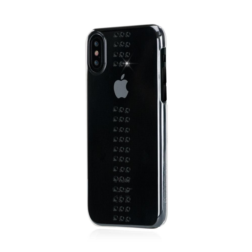 Поликарбонатов кейс с кристали Сваровски за iPhone XS, iPhone X - Bling My Thing Stripe Jet Swarovski (прозрачен)