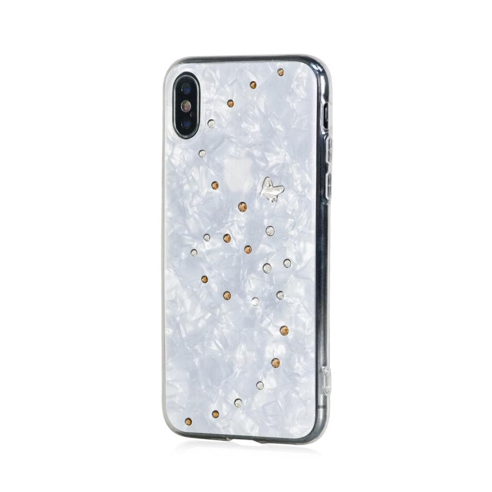 Силиконов (TPU) калъф с кристали Сваровски за iPhone XS, iPhone X - Bling My Thing Papillon TPU Angel Tears Swarovski (бял)