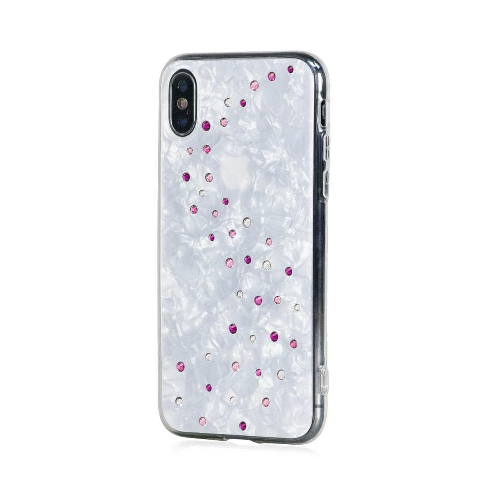 Силиконов (TPU) калъф с кристали Сваровски за iPhone XS, iPhone X - Bling My Thing Milky Way TPU Rose Sparkles Swarovski (бял)
