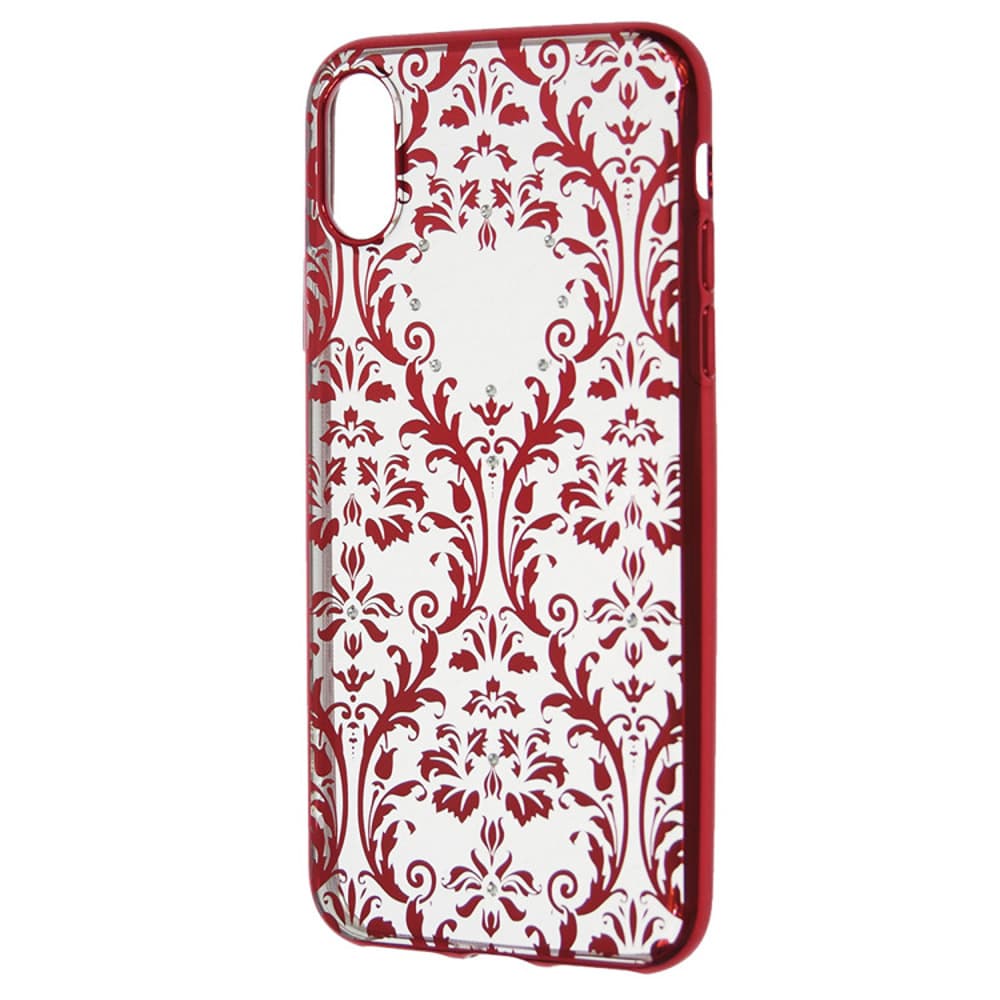 Силиконов (TPU) калъф за iPhone XS, iPhone X (с кристали Сваровски) - Devia Crystal Baroque Case (червен)