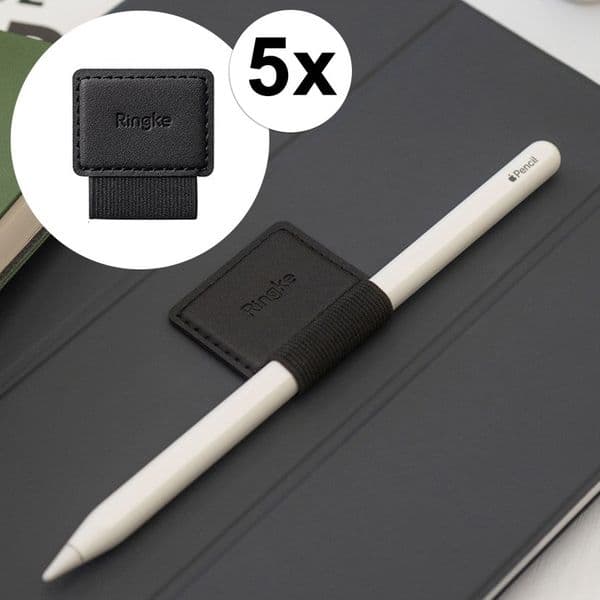 Комплект от 5 броя самозалепващи държачи за Apple Pencil и писалки - Ringke Pen Holder 5x Pen Loop (черен)