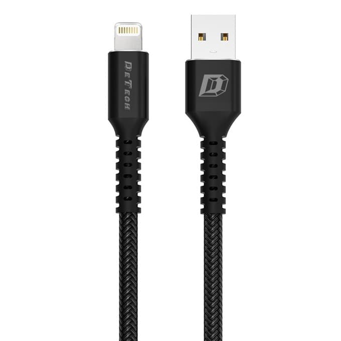 Кабел DeTech DE-C25i, от USB A(м) към Lightning (м), 1m, черен