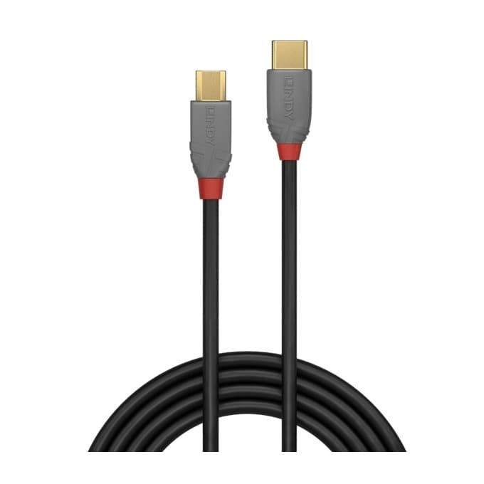 Кабел Lindy Anthra Line, от USB Type-C 2.0 (м) към USB Micro B 2.0 (м), 1.0 м, черен