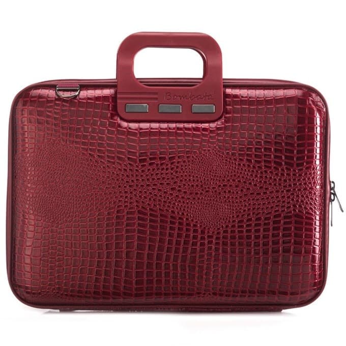 Чанта за лаптоп Bombata Shiny Cocco Burgundy, до 16" (40.64 cm), с дръжка, лъскаво покритие, бордо