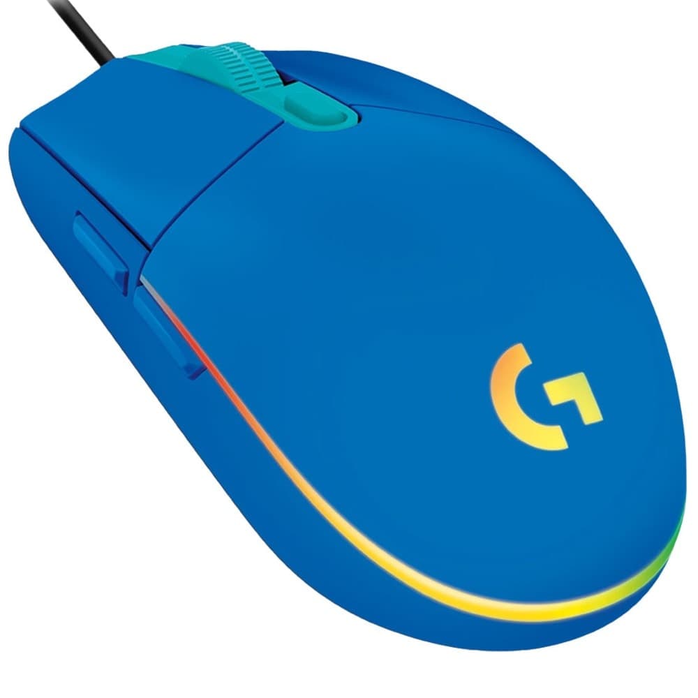 Мишка Logitech G203 LIGHTSYNC, оптична (8000 dpi), USB, гейминг, 6 програмируеми бутона, Lightsync RGB подсветка, синя