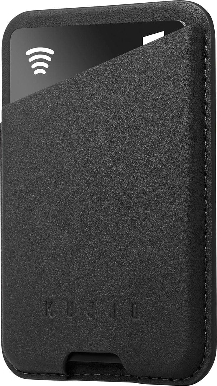 Кожен портфейл (джоб) за прикрепяне към iPhone с MagSafe - Mujjo MagWallet Leather Card Holder with MagSafe (черен)