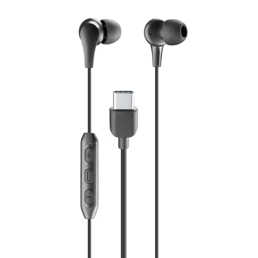 Слушалки Cellularline Music Sound, микрофон, тип "тапи", USB-C, черни