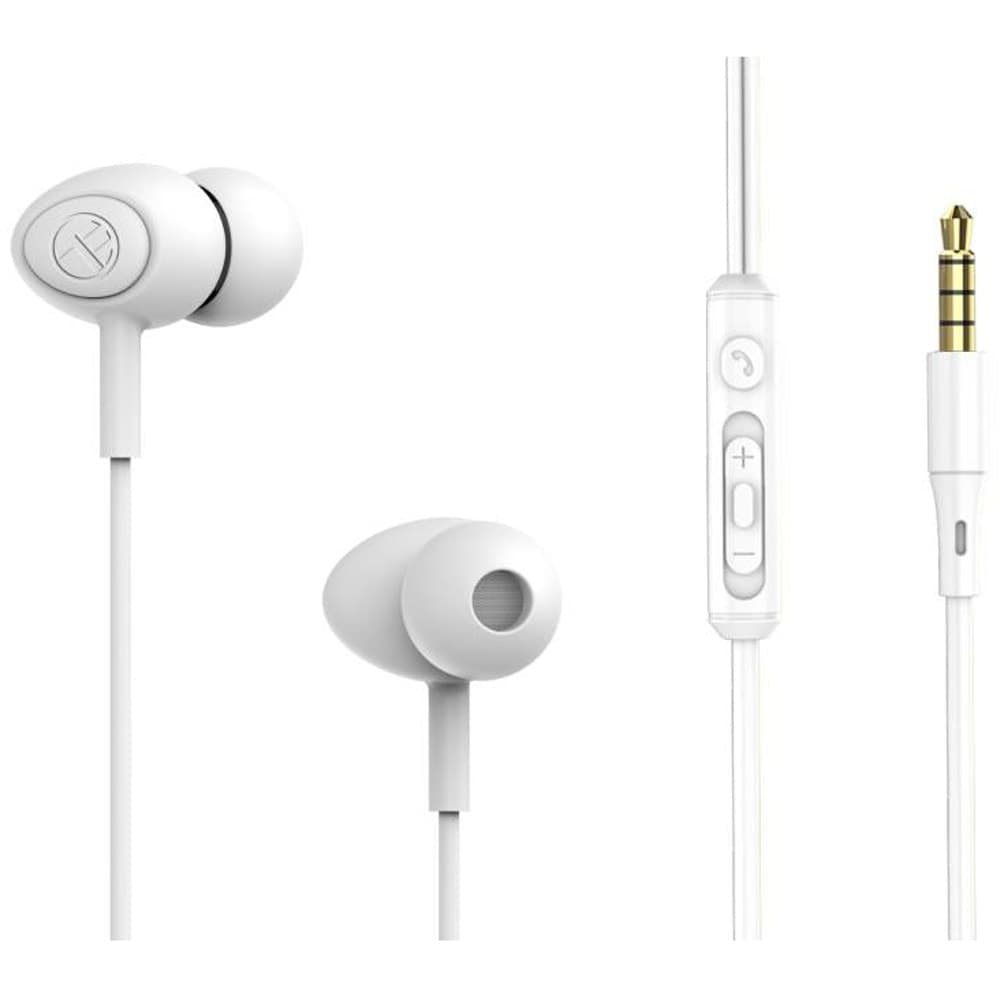 Слушалки Tellur Gamma White, микрофон, тип "тапи", AUX, бели
