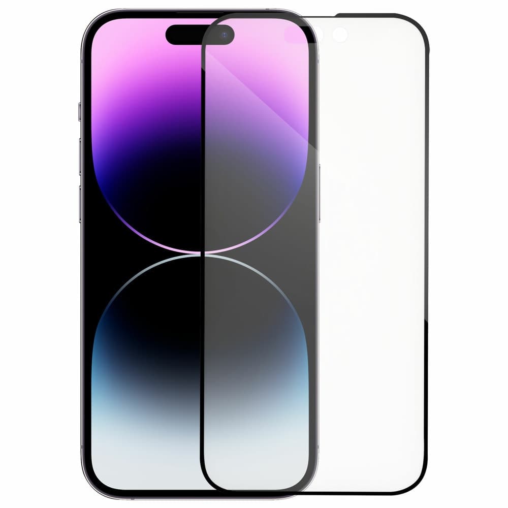 Протектор от закалено стъкло /Tempered Glass/ DeTech 5D Full Glue, 0.3mm, за Apple iPhone 14, черен