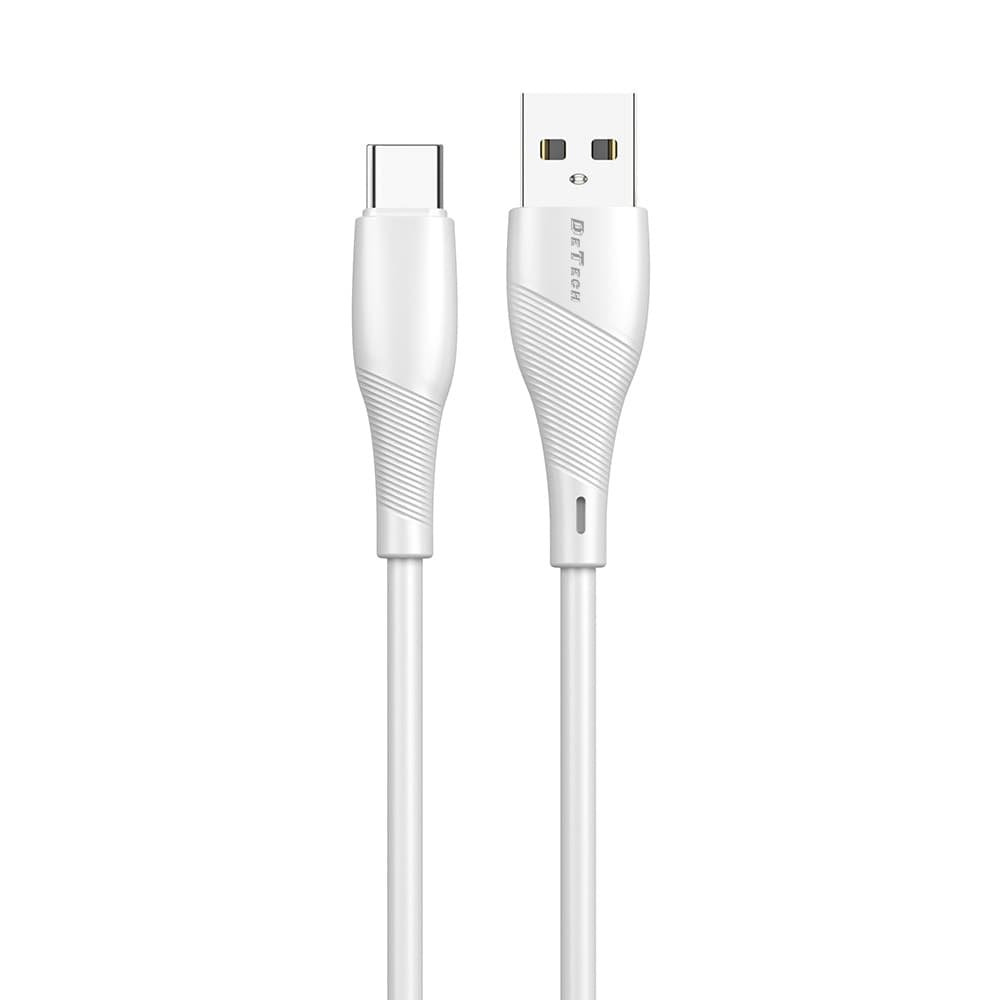 Кабел DeTech, от USB A(м) към USB C(м), 3m, бял