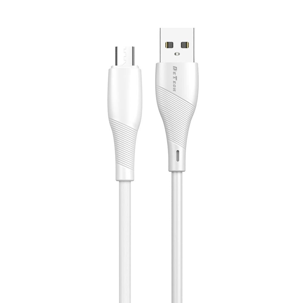 Кабел DeTech, USB A(м) към Micro USB, 3m, бял