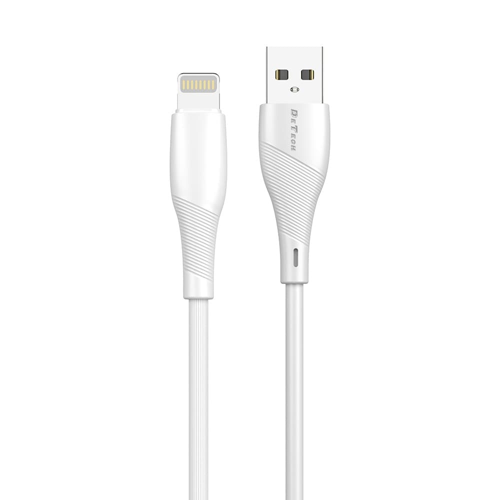 Кабел DeTech, USB A(м) към Lightning(м), 2m, бял