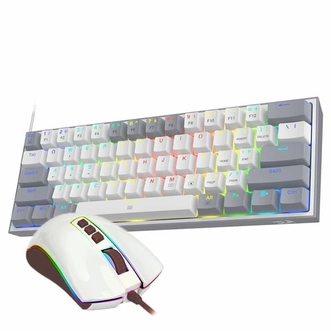 Комплект клавиатура и мишка Redragon Dynamic Duo S131, 12400 dpi, 8 бутона, USB, бели