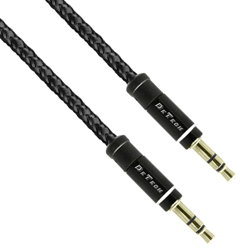 Кабел DeTech DE-04AUX, от Jack(м), 3.5mm TRS към Jack(м), 3.5mm TRS, 1m, черен