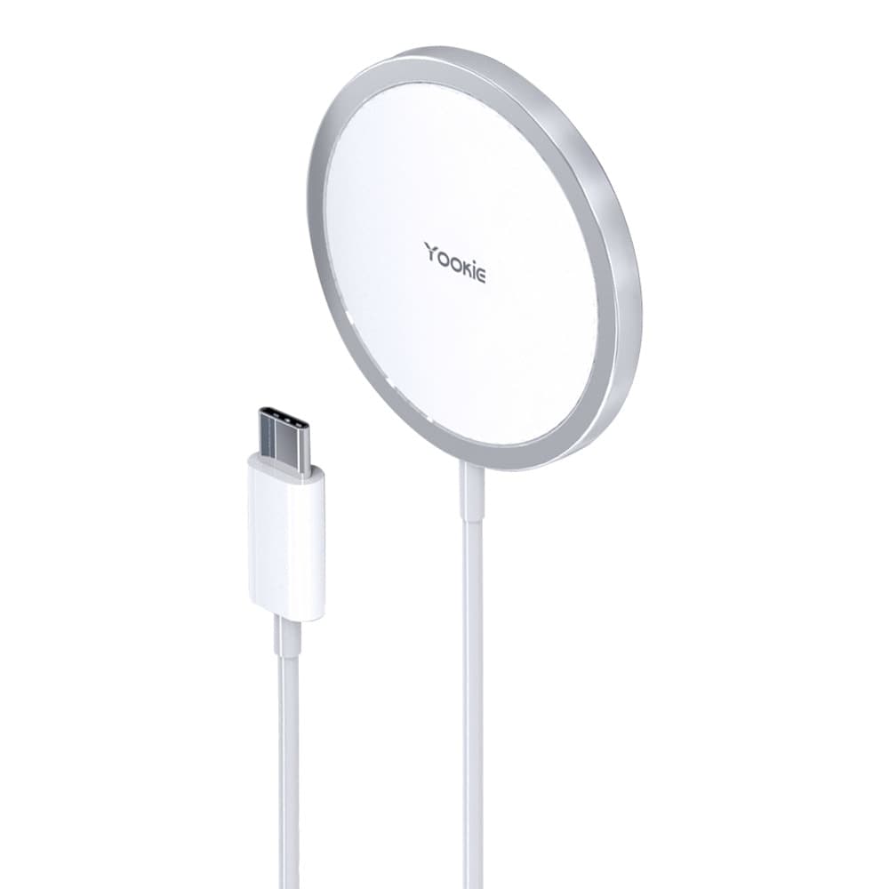 Зарядно Yookie Ki176, от Type-C към безжично зареждане, 15W, Qi, бяло