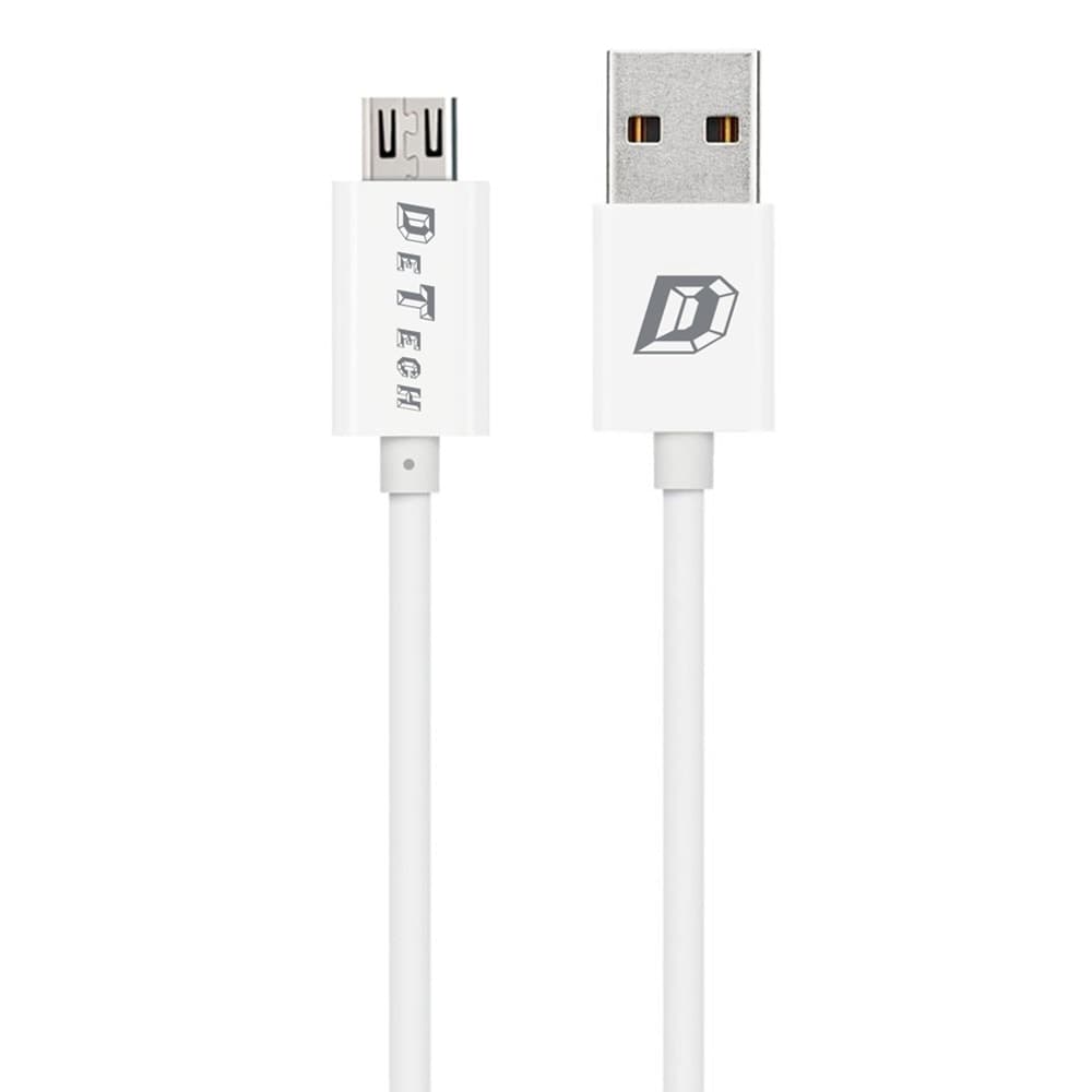 Кабел DeTech 14143, от USB A(м) към USB Micro B(м), 1m, бял, 10 броя в опаковка