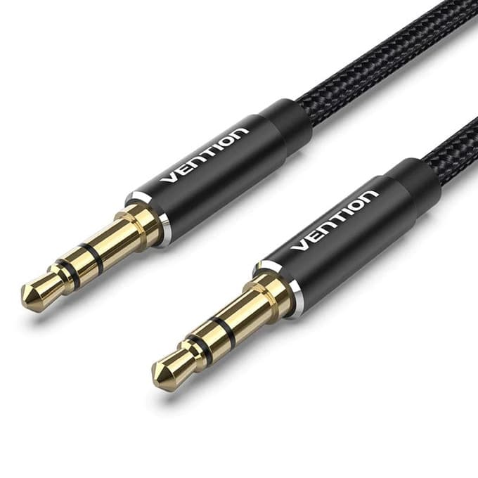 Кабел Vention BAWBD, от 3.5mm жак(м) към 3.5mm жак(м), 0.5m, черен, екраниран