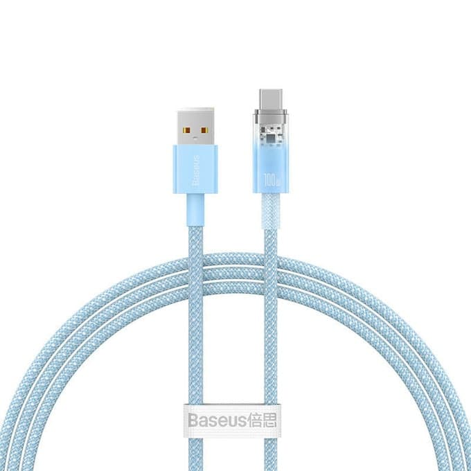 Кабел Baseus Explorer CATS010403, от USB A(м) към USB C(м), 1m, 100W, син