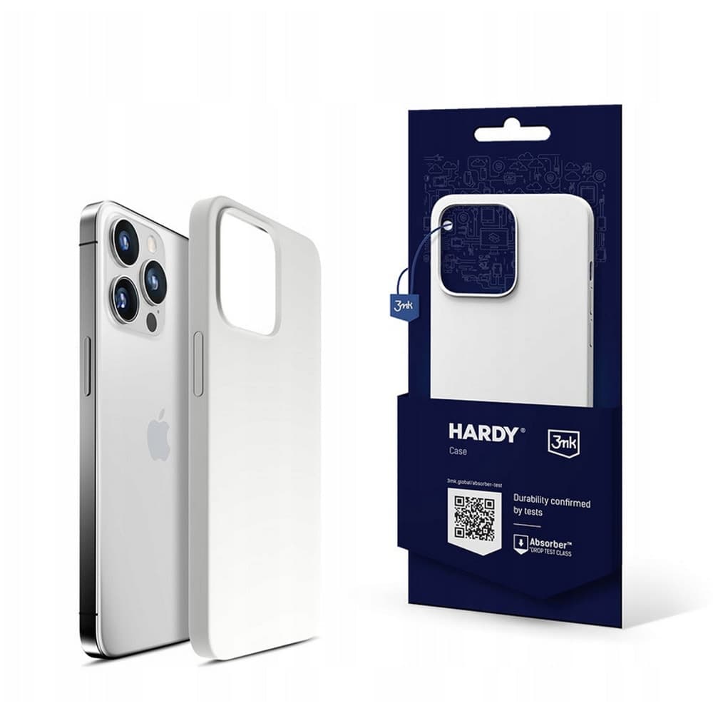 Калъф за Apple iPhone 15 Pro Max, силиконов, 3MK Hardy Case, бял