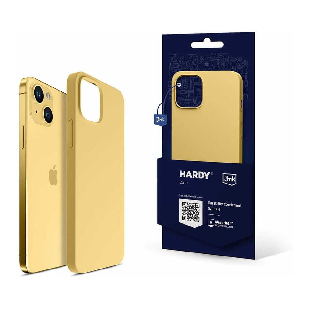 Калъф за Apple iPhone 15, силиконов, 3MK Hardy Case, жълт