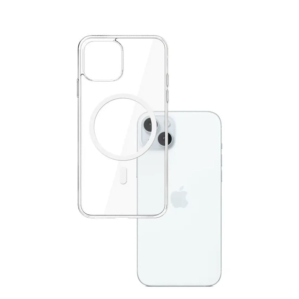 Калъф за Apple iPhone 15 Plus, хибриден (термополиуретан и поликарбонат), 3MK MagCase, удароустойчив, прозрачен