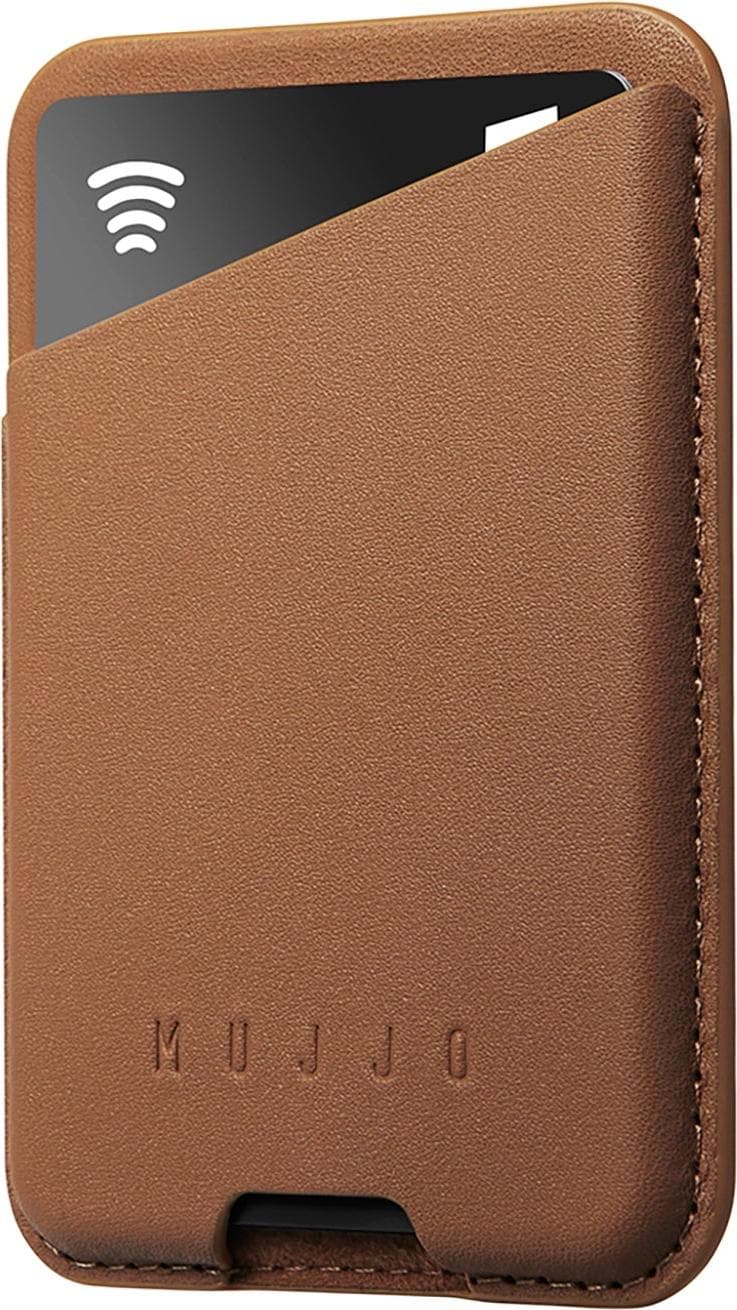 Кожен портфейл (джоб) за прикрепяне към iPhone с MagSafe - Mujjo MagWallet Leather Card Holder with MagSafe (тъмнокафяв)