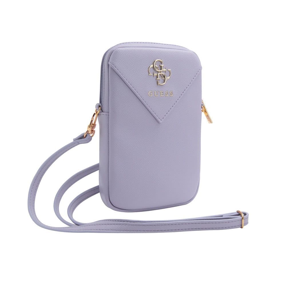 Дизайнерска чанта (органайзер) за мобилни устройства и аксесоари - Guess PU Grained 4G Metal Logo Wallet Phone Zipper Bag (лилав)