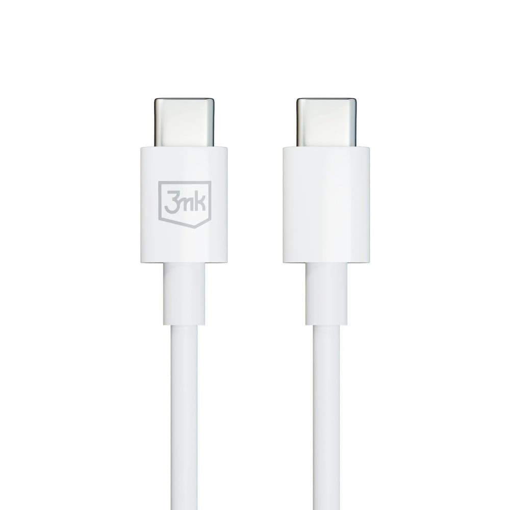 Кабел 3MK Hyper Cable, от USB-C(м) към USB-C(м), 1.2m, 100W, бял