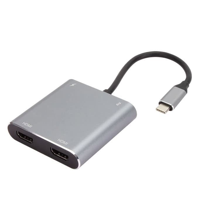 Докинг станция VCom CU450S, от USB-C към 1x USB-C(PD), 1x USB-A, 2x HDMI, сива