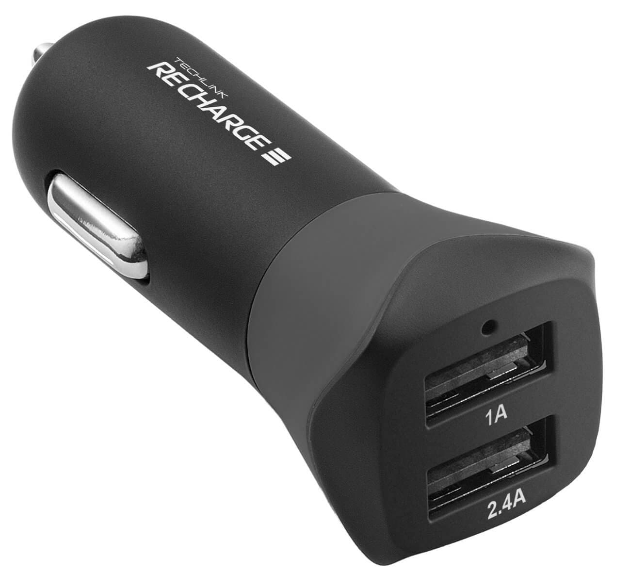 Зарядно за кола 3.4A с два USB изхода - Techlink reCharge Dual Port Car Charger 3.4A (черен)