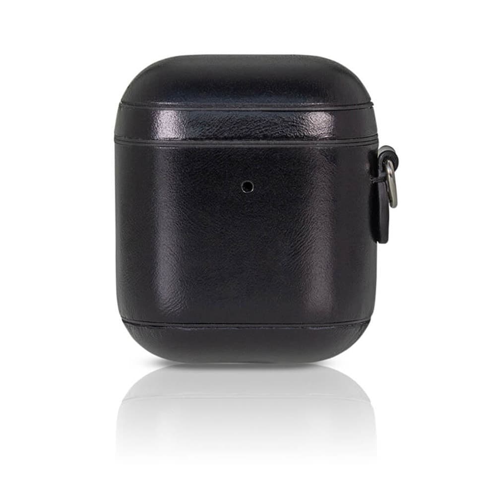 Защитен калъф Torrii Leather Case за Apple Airpods / Apple Airpods 2, естествена кожа, черен