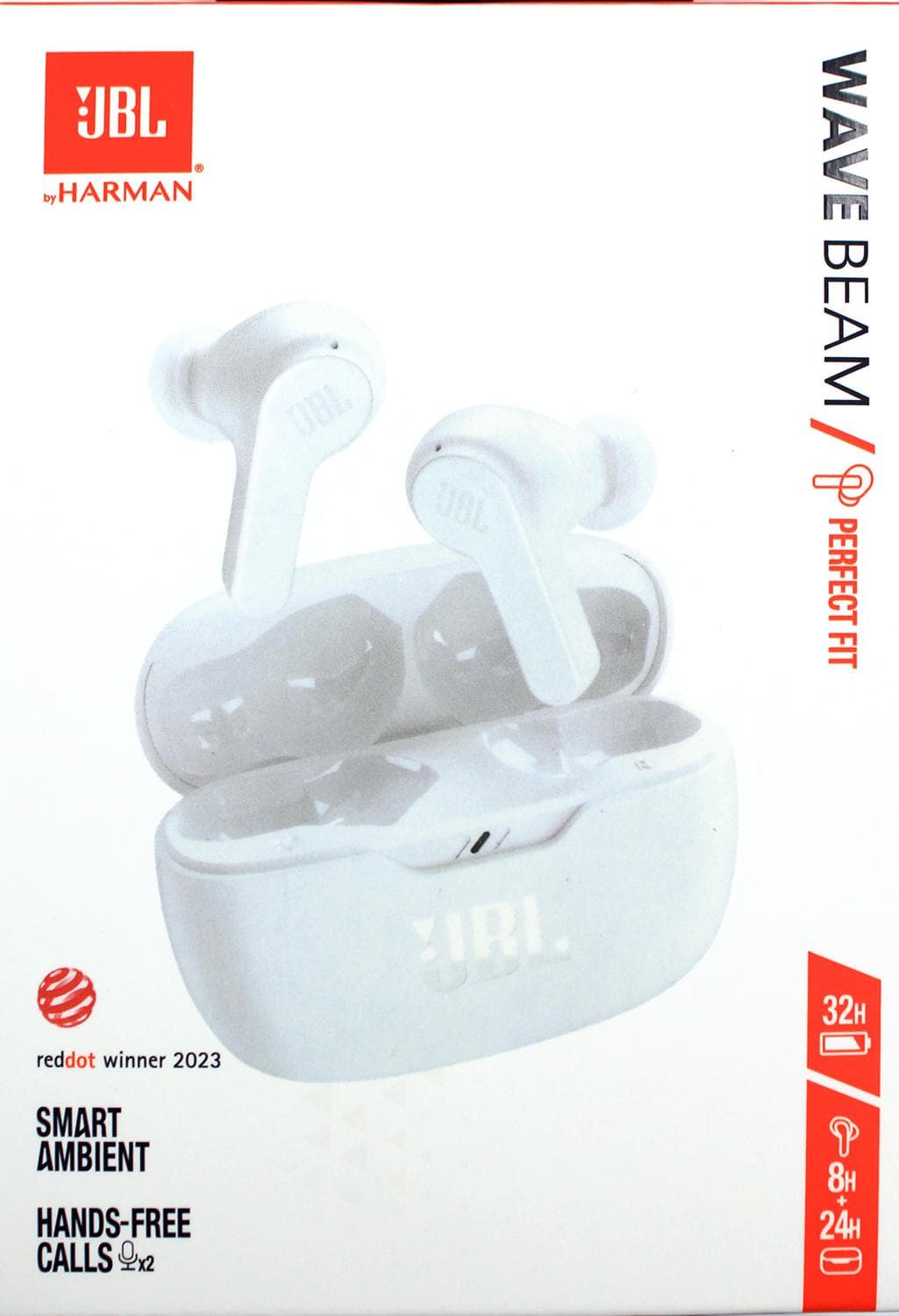 Безжични блутут слушалки със зареждащ кейс (бял) - JBL Wave Beam TWS Earphones