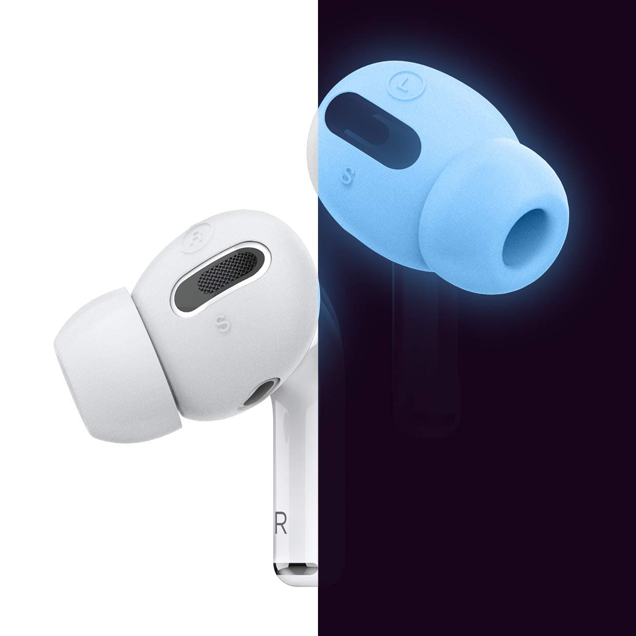 Калъфчета за слушалки Elago Pro Earbuds Cover Plus Tips, за Apple Airpods Pro, антибактериални, силиконови, бял-фосфор