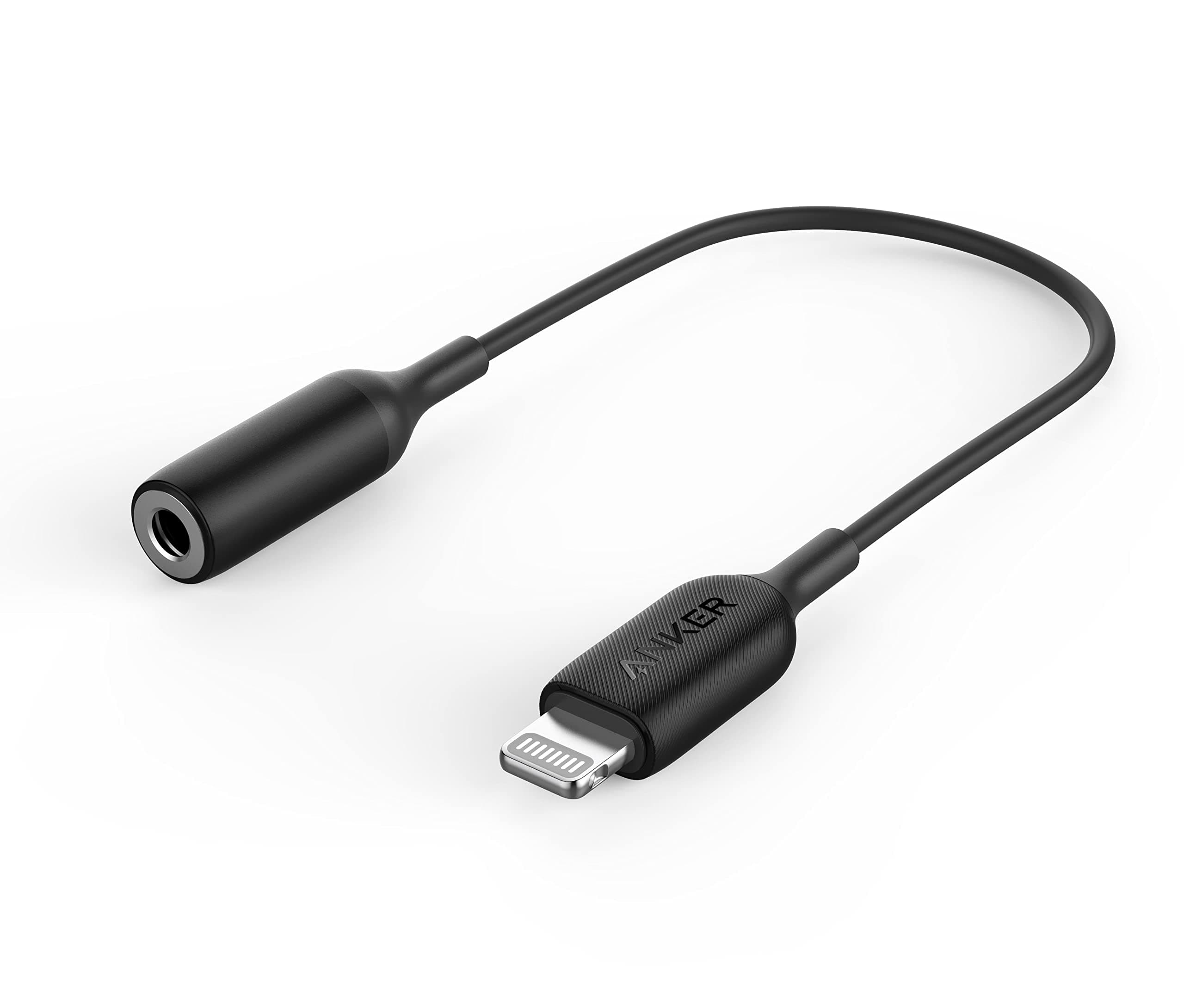 Адаптер от Lightning към 3.5 мм аудио жак за устройства с Lightning порт (10 см) - Anker MFi Lightning to 3.5 mm Audio Adapter (черен)